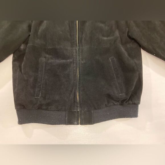 Vintage Pelle Suede Jacket Women's Medium Black Genuine Leather 90s Y2K - Picture 4 of 10